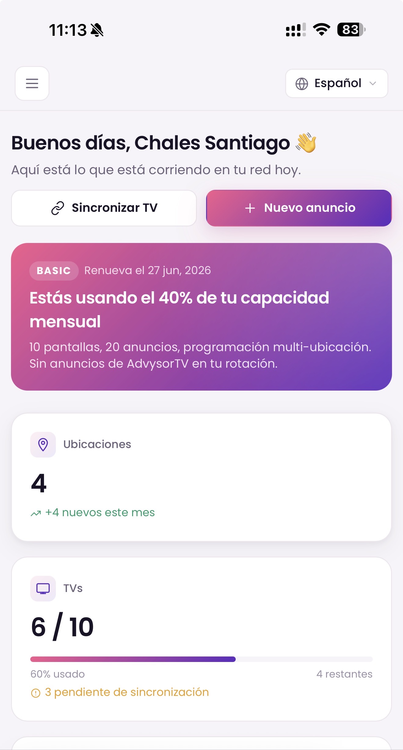 App móvil de AdvysorTV